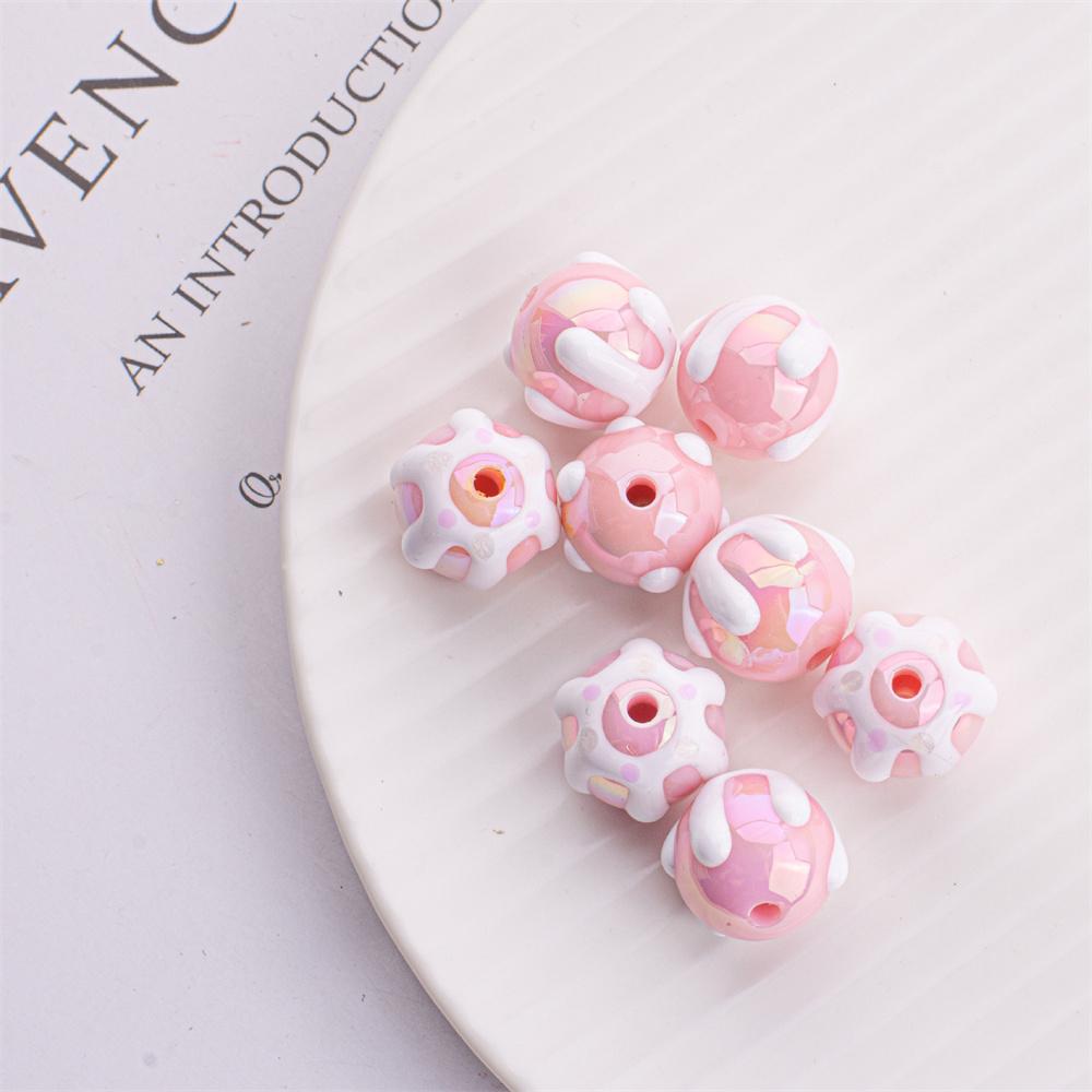 SW18 16mm Cute Creativity Cake Beads Illusion Flower Colored Round Bead Handmade Beaded Mobile Phone Chain Material Bracelet