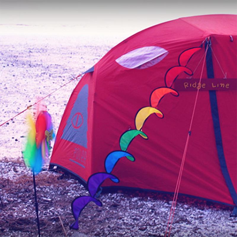 1.6m Colorful Pinwheel Tent Flag: Rainbow Wind Streamer & Rotating Wind Sock with Seven-Color Hanging Rope