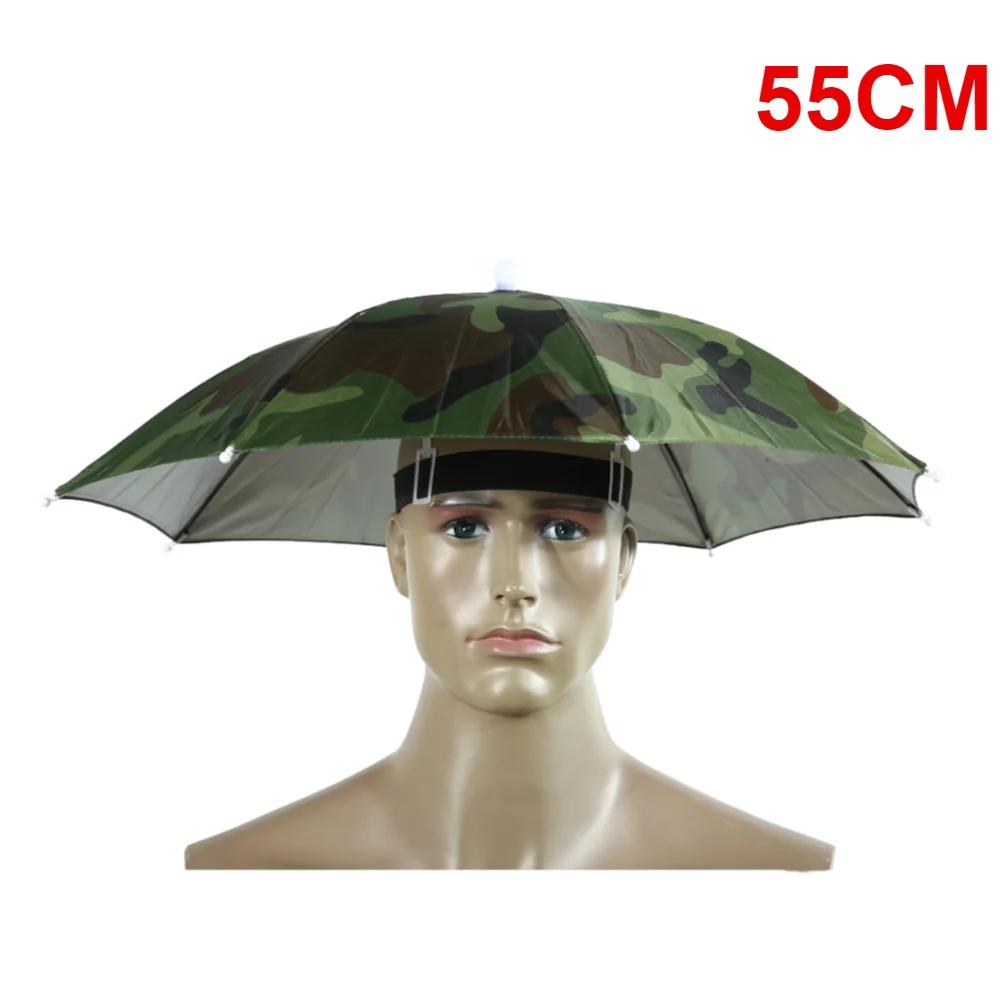 55/65/69/77/95cm Outdoor Fishing Caps Rain Umbrella Hat Foldable Fishing Sunshade Headwear Cap Waterproof Camping Beach Sun Hat