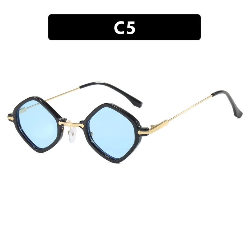 Unpolarisiert Neue Vintage Rhombus Punk Hip Hop Sonnenbrille Damen Koreanisch Quadratisch Kleiner Rahmen Metall Klein Persönlichkeit Verlauf Sonnenbrille Shades