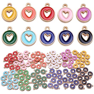 10pcs Alloy Hollow Charm Color Love Heart Charms for Jewelry Making DIY Handmade Necklace Pendant Earrings Accessories Wholesale