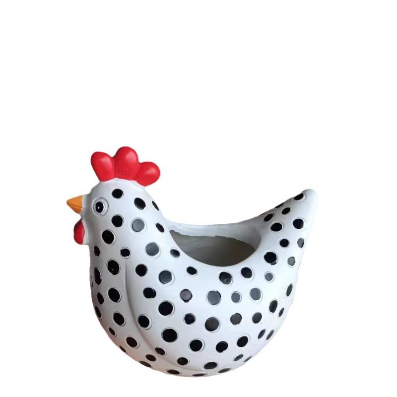 

Creative Ceramic Dot Black and White Hen Vase Simulation Animal Statue Flower Pot Ornaments Garden Outdoor Lawn Home Decoration білий