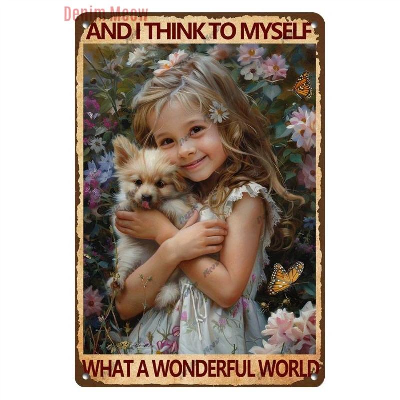 Vintage Merry Christmas Metal Tin Sign, Retro What A Wonderful World Girl, Wall Poster Jingling Bell, Home Decoration, WY297