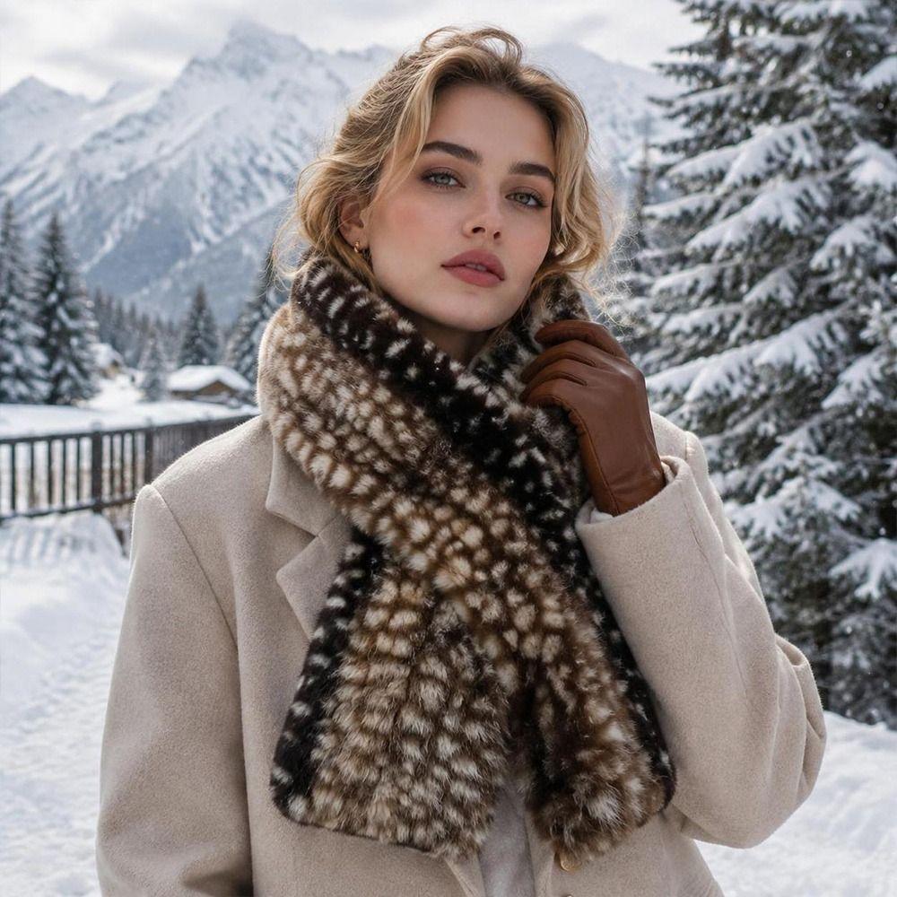 Faux Fur Winter Hat Scarf Set Windproof Plush Snood Scarf Fashion Fisherman Hat Scarf Women