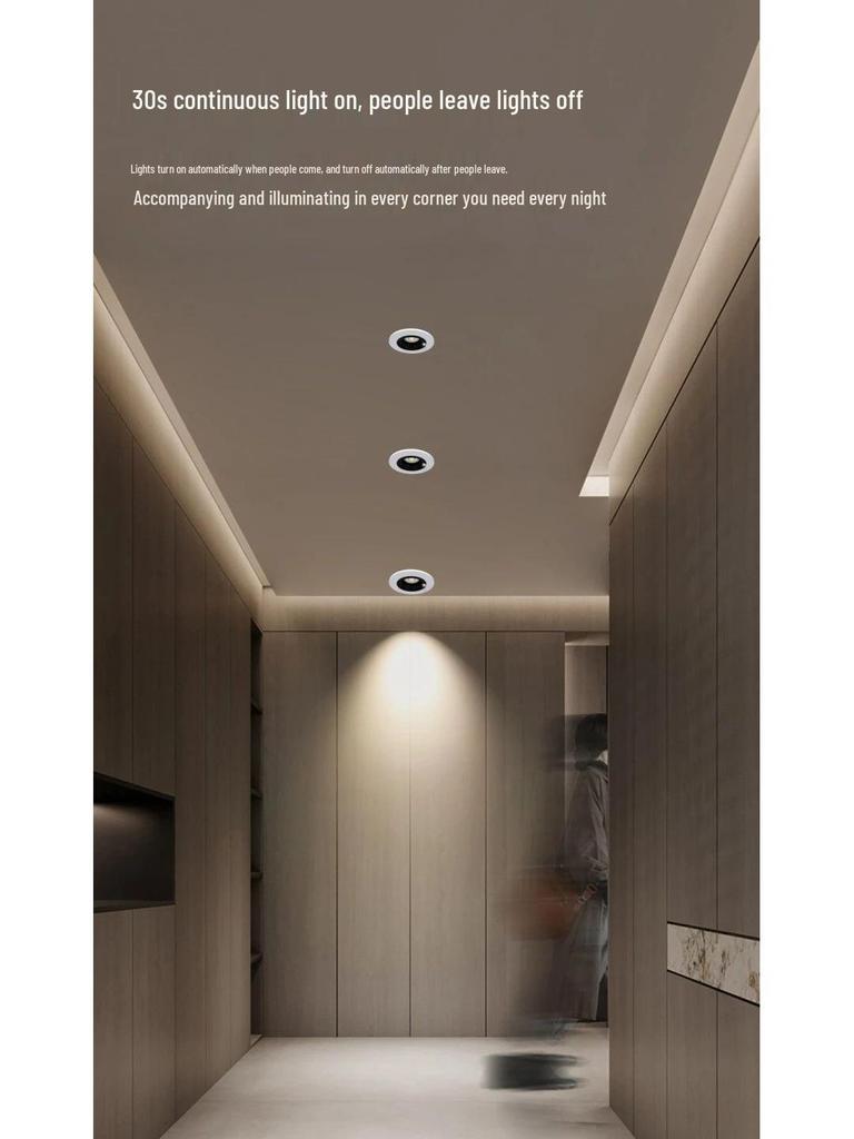 Full-Spectrum Anti-Glare Human Sensor Downlight for Home and Hotel Corridors