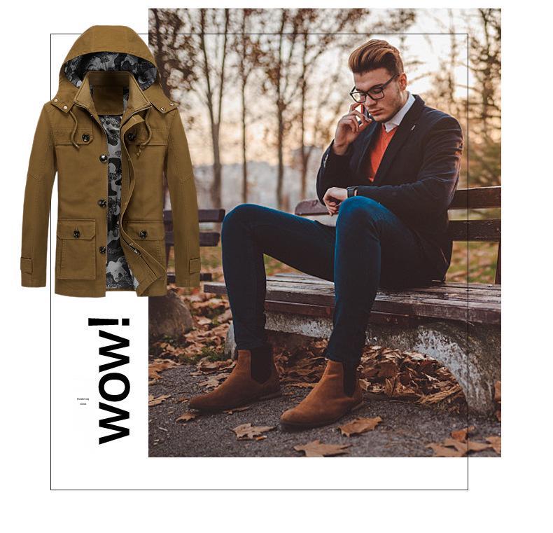 Men's Autumn/Winter 2023 Casual Plus Size Mid-Length Thin Trench Coat