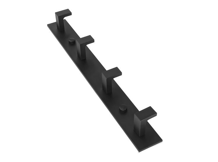 Wall Towel Rack With 4 Hooks - Black