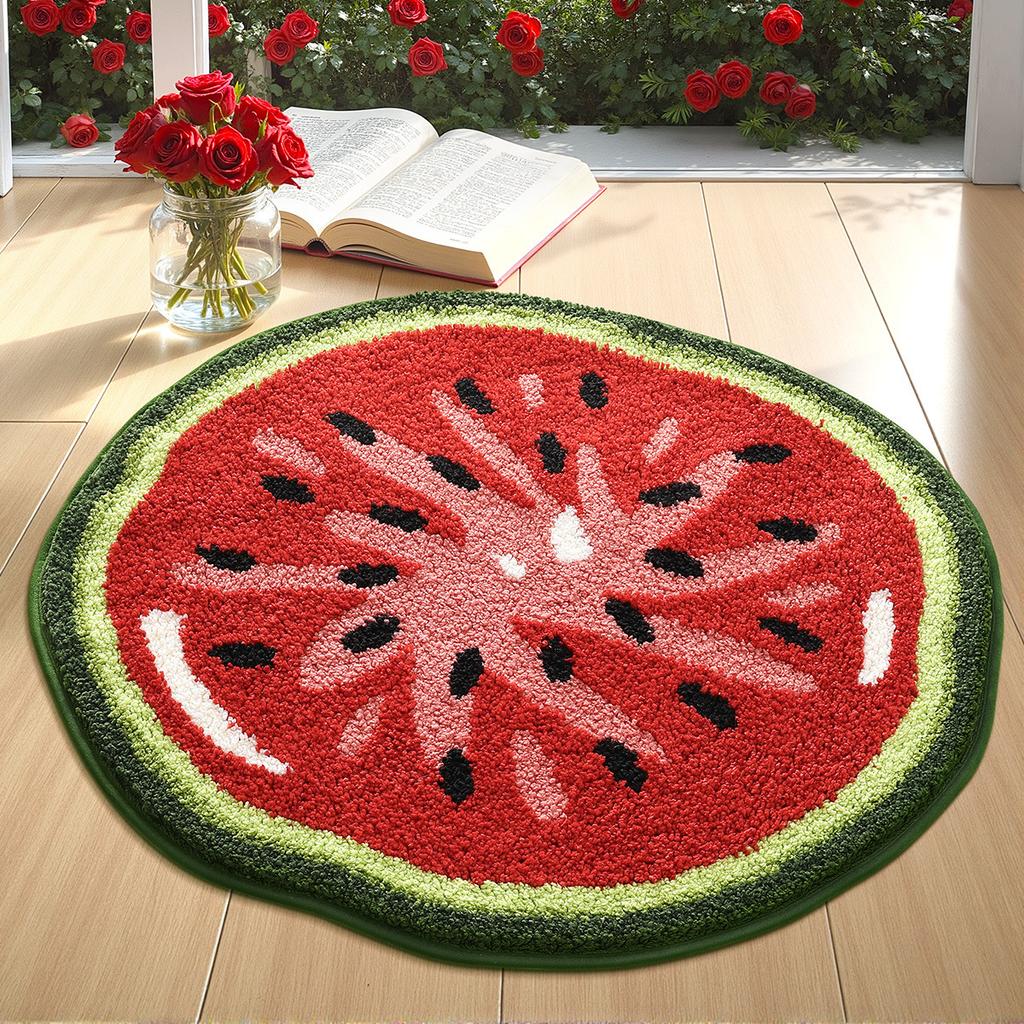 2026 Simple Fruit Bathroom Floor Mat Toilet Semicircular Absorbent Carpet Toilet Non-slip Mat Door Mat