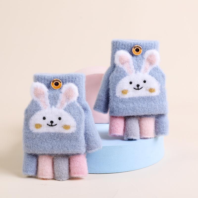 

Детские перчатки с откидным верхом для детей 5-10 лет - Толстые, теплые, двойного назначения, подходят для мальчиков и девочек осенью и зимой One size