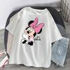 2025 Summer Harajuku T-shirt Cartoon Disney Women's Fashion Mickey Mouse Short Sleeved Couple Kawaii Minnie Printed T-shirt Tops