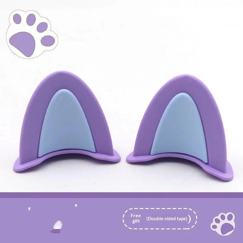 Soft ABS Bear Ear Helmet Decorations 1 Pair Adorable Appearance Easy to Install for Outdoor Riding Sports Helmets