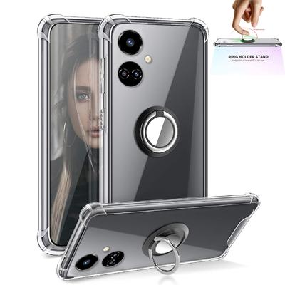 Ringständer klarer Fall für INFINIX TECNO Camon 19 Pro 18 17 16 15 Pro Halter Halterung Airbag stoßfeste transparente weiche Silikon-Telefonschutzhülle