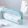 Transparent Pencil Case with Zipper Large Capacity Waterproof Pen Pouch Organizer Office