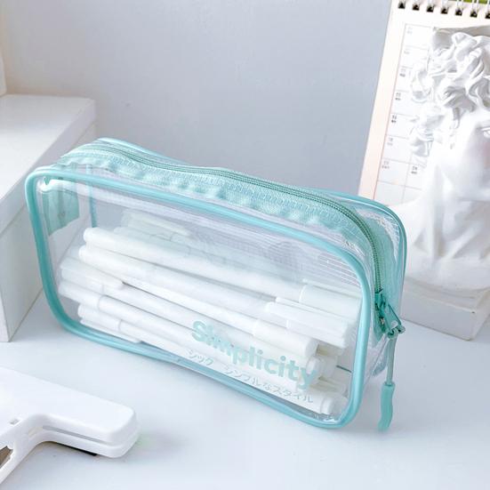 Transparent Pencil Case with Zipper Large Capacity Waterproof Pen Pouch Organizer Office