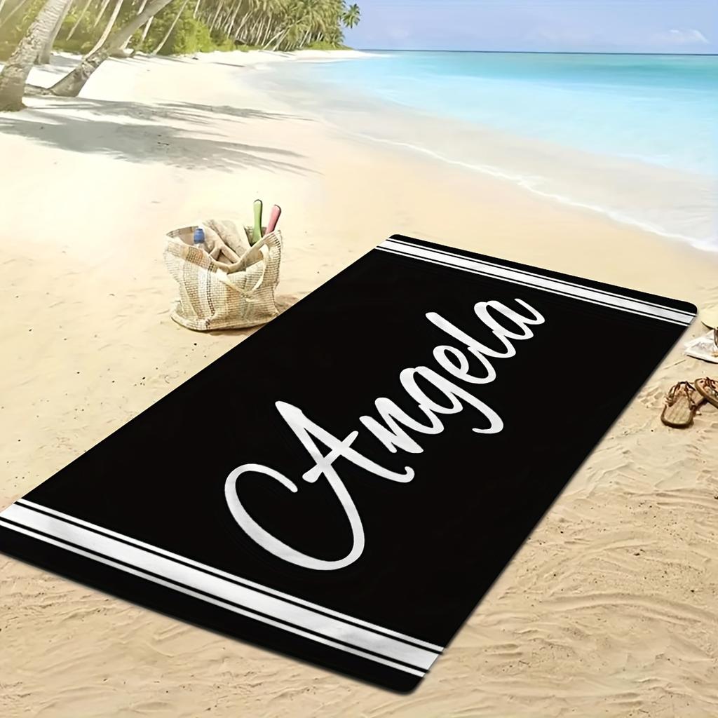 Custom Name Beach Towel Personalized Text Stripes Microfiber Bath Towel 160x80cm Soft Quick Dry Swimming Pool