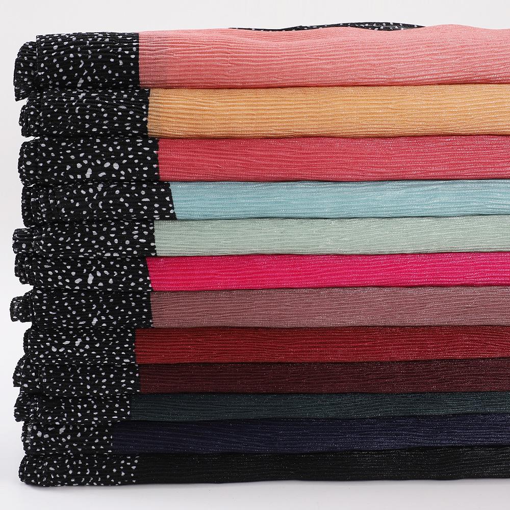 New women's bag head printed yarn scarf, Malaysian wrinkled splicing fashion package headscarf