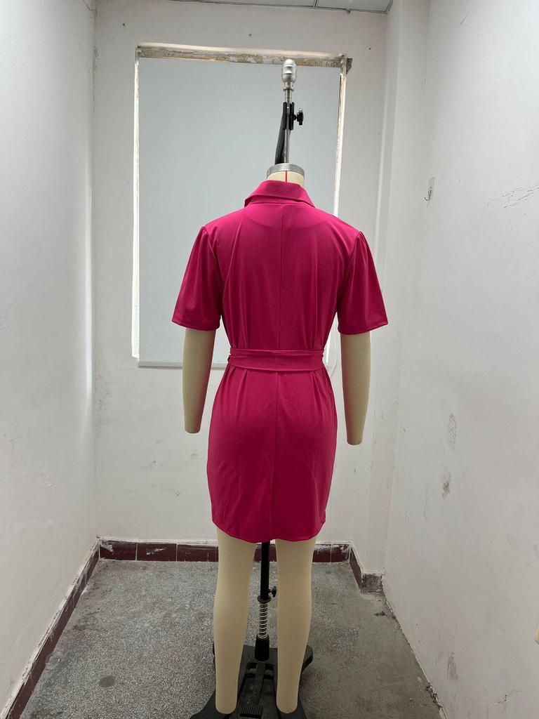 2024 Sommer Zweireihiges V-Ausschnitt Schlankmachendes Kurzarm-Anzugkleid