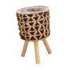 Gourd Grass Plant Stand Flower Pots Holder Stool with 3 Wood Support Legs Decorative Indoor Planter Storage Basket