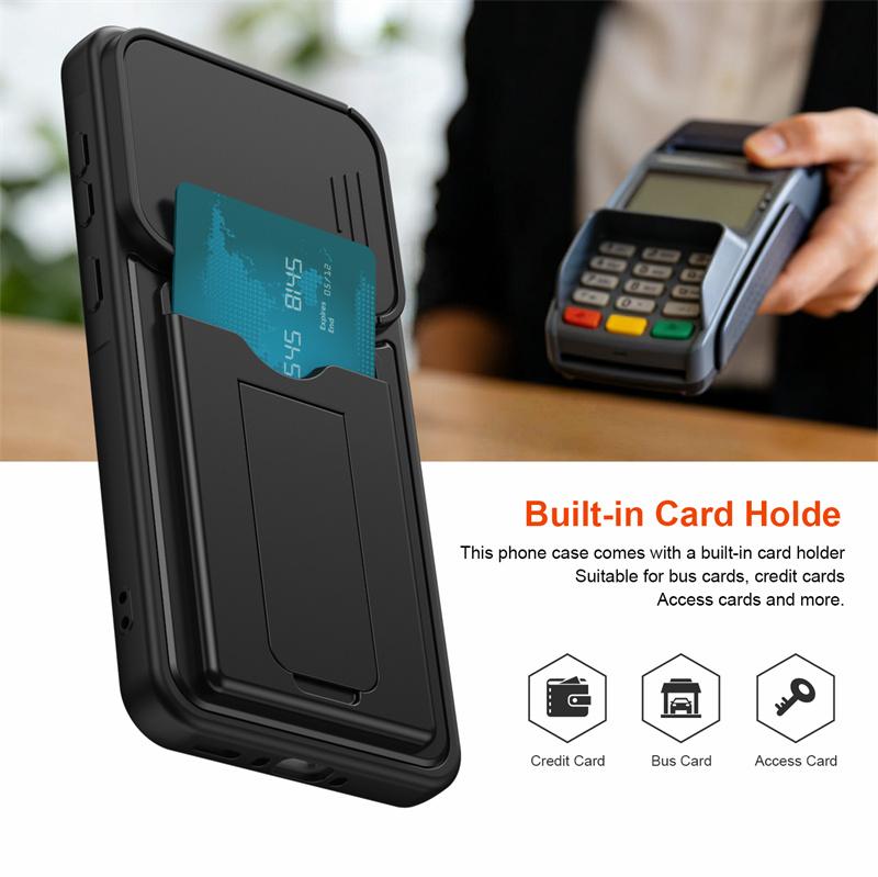 Lens Protection Kickstand Case For Samsung Galaxy A57 A37 A27 A17 5G A56 A36 A26 Protective Cover Card Slot Wallet Capa Fundas