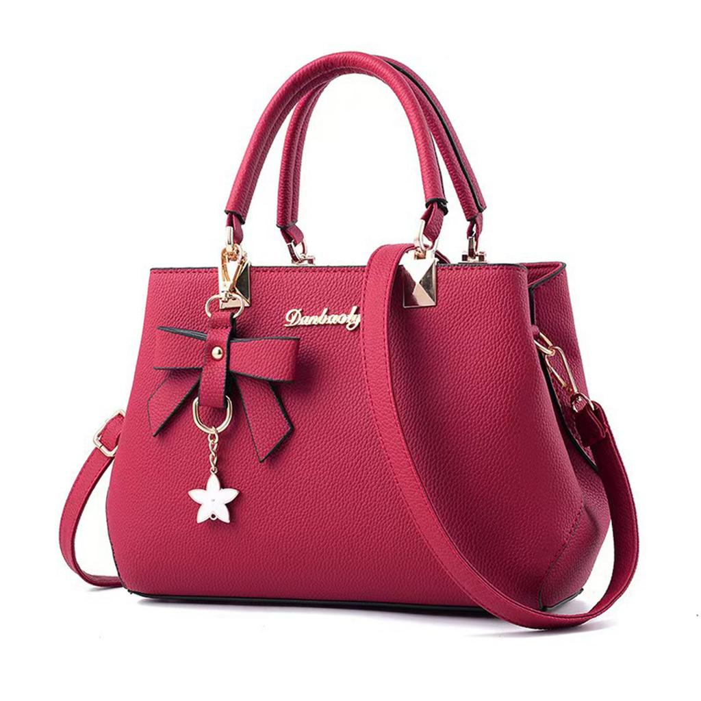 Danbaoly Large Capacity Handbag for Women Tote Shoulder Bag with Bow Accent and Star Charm Adjustable Crossbody Strap