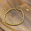 Round Gold-plated Necklace Titanium Steel Golden Hand Chain Fashion Bead Bracelet  Daily