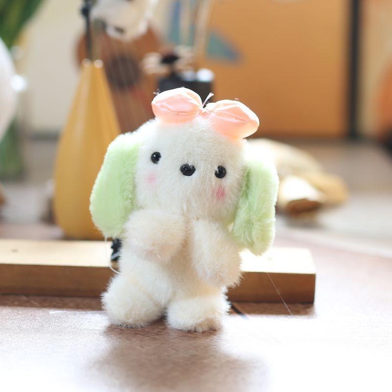 Puppy Plush Cute Keychain Bow Stuffed Animal Short Fur Gift For Teens Girls