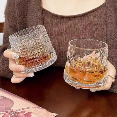 Luksusowe Kieliszki do Wina Kieliszek do Whisky Obracany Szklany Puchar Wykwintny Przezroczysty Kieliszek Barowy Spersonalizowany Kieliszek do Wina Prezent Świąteczny
