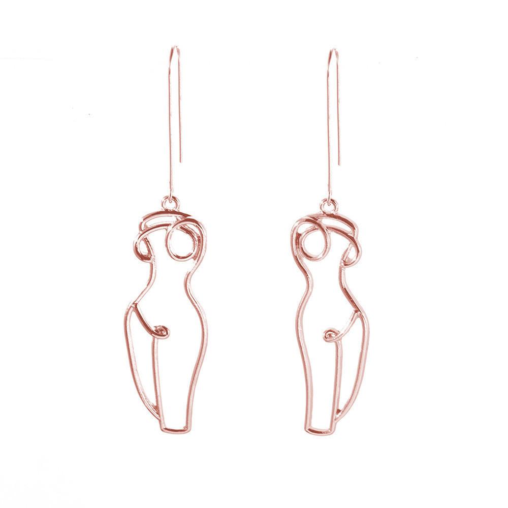 Face Alloy Unique Outline Drop Earrings For Women 2021 Summer Collection