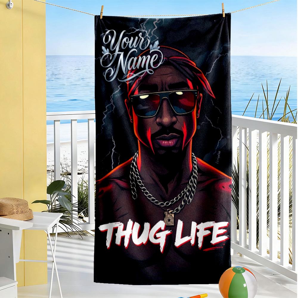 2pac Customized Name Beach Towel Super Soft Microfiber Quickdry Fabric Ideal for Travel Outdoor Swim Pool Yoga Surf Camping Hiking Gym Gift Holiday