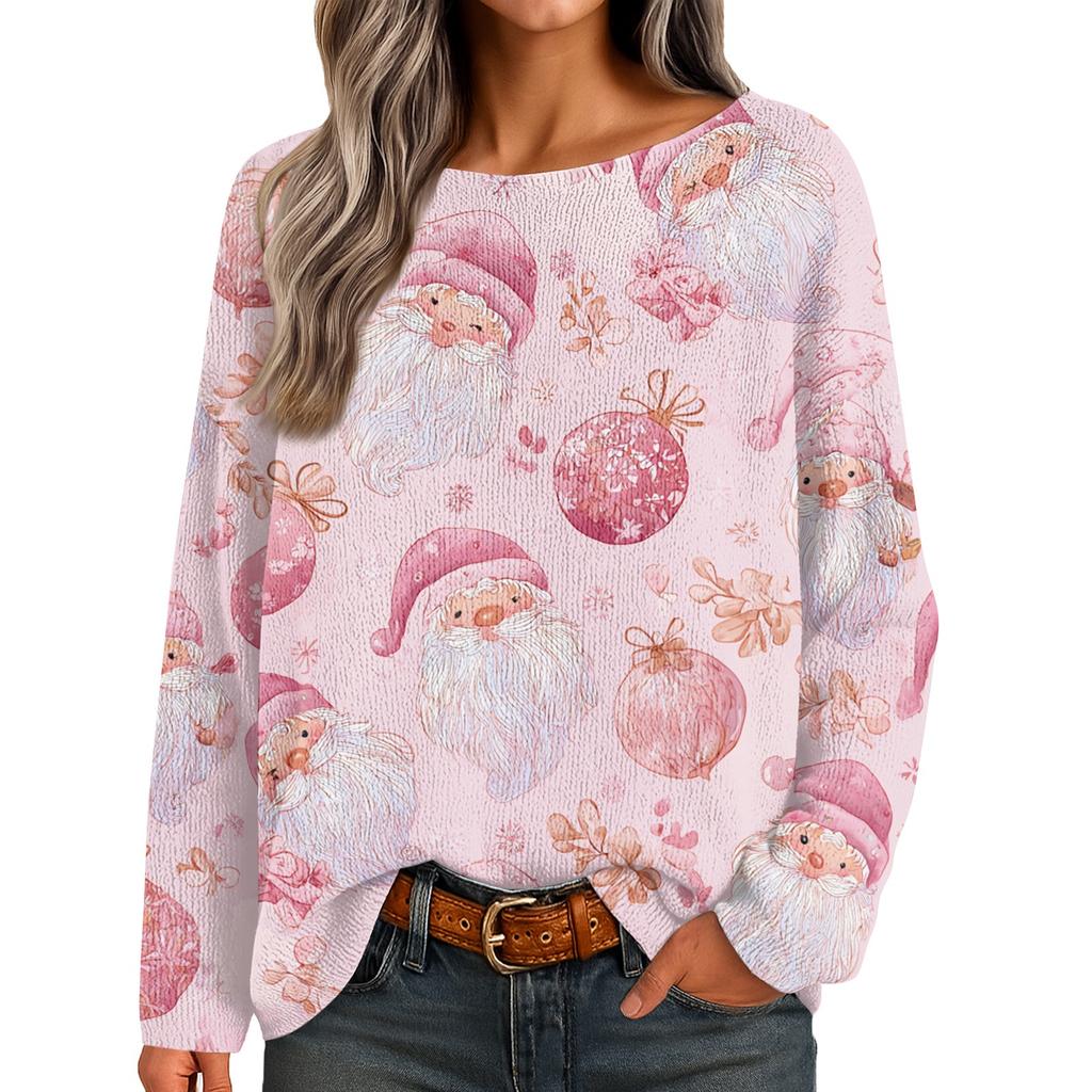 Womens  Fall Sweaters Long Sleeve Print Tops Pullover Sweaters Loose Dressy Casual Basic Clothes