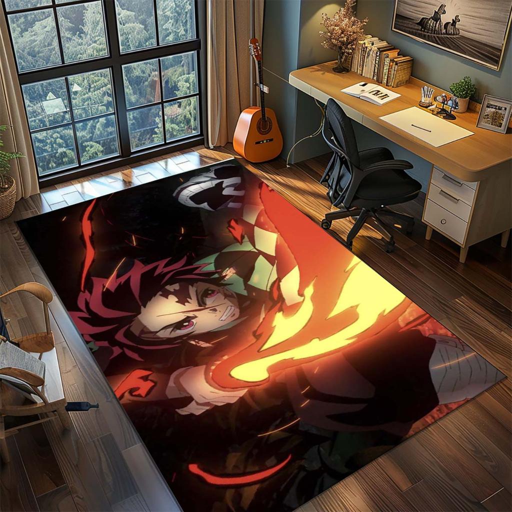 Demon Slayer Anime Rug Carpet Large Area Rug Non Slip Washable Floor Mat Gamer Room Bedroom Home Decor -QJY