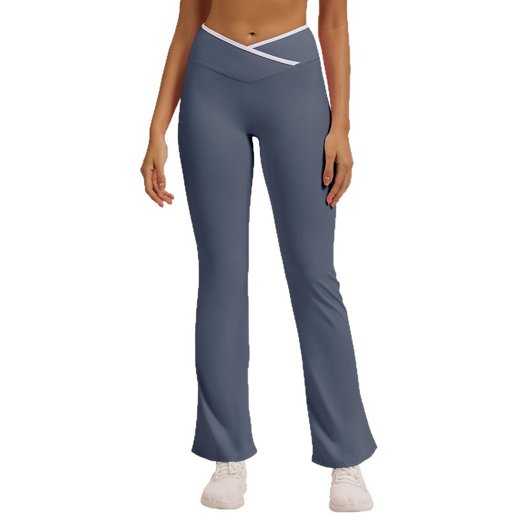 Slim Fit Yoga Pants With Crossed High Waist For Running And Fitness Women