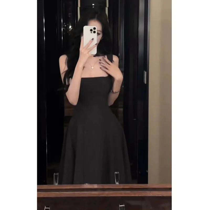 Women's Elegant Wine Red Midi Dress Square Neck Sleeveless A-Line Party Dress