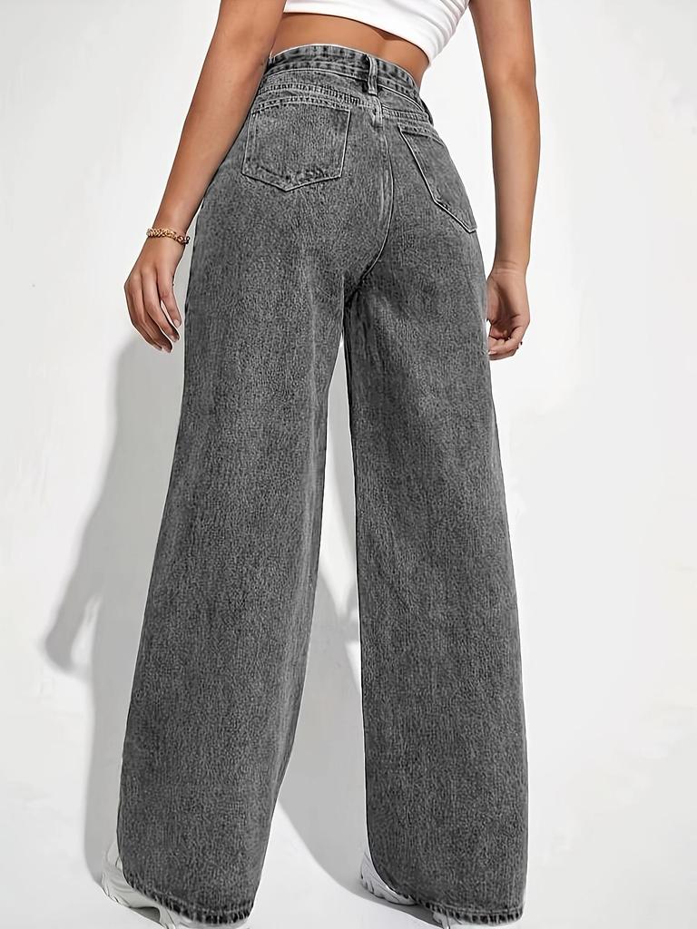 Washed Retro Straight Leg Loose Jeans for Women - Casual Versatile Fashion Long Pants