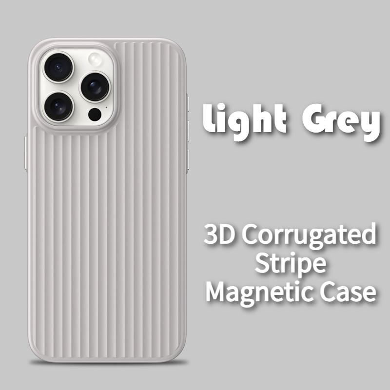 Original 3D Corrugated Texture Luggage Magnetic Cover for IPhone Air 17 16 15 14 13 12 Pro Max for Magsafe Wireless Charge Funda