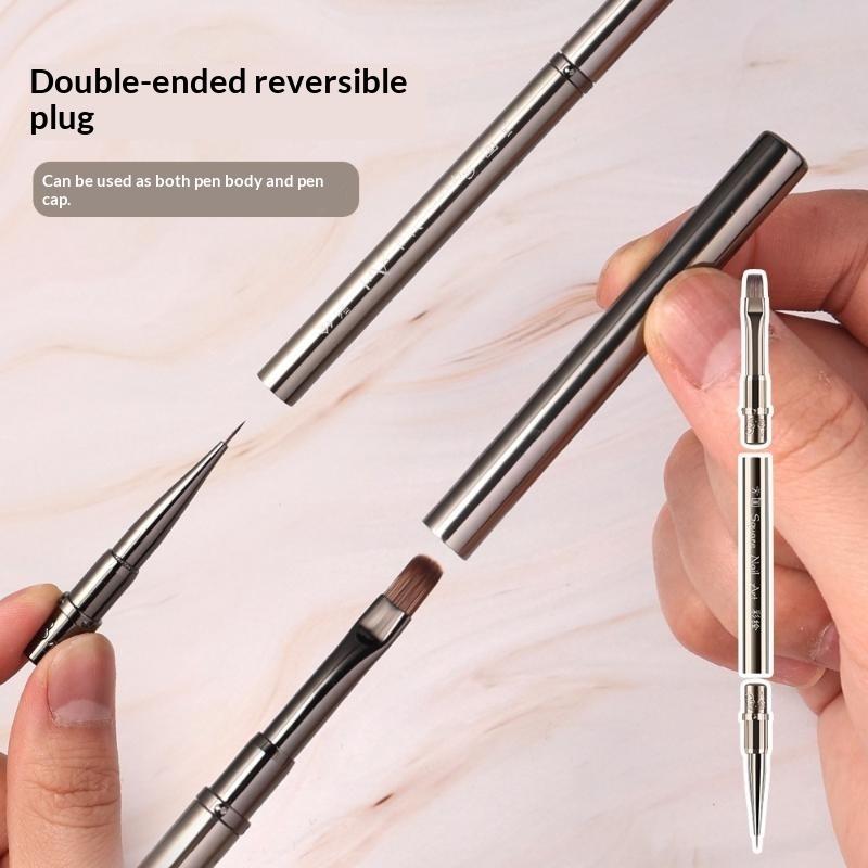 Double Head Nail Brush Metal Handle Uv Gel Liner Brush Painting Drawing Pen Crystal Acrylic Nail Art Manicure Brushes Tool