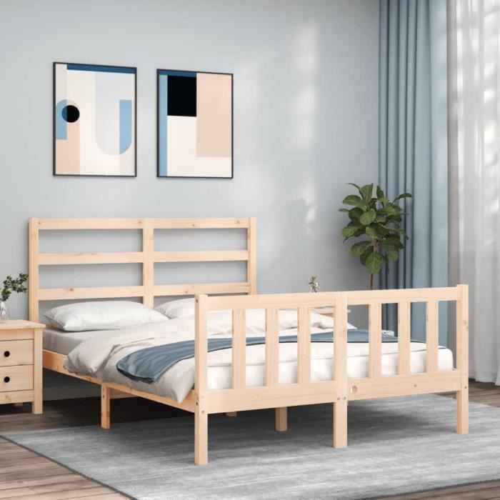 VidaXL Bed Frame with Headboard 120x200 Cm Solid Wood 3191901