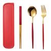 Stainless Steel Portable Tableware Set: Chopsticks, Spoon, Fork - Customizable Student/Outdoor Gift with Logo.