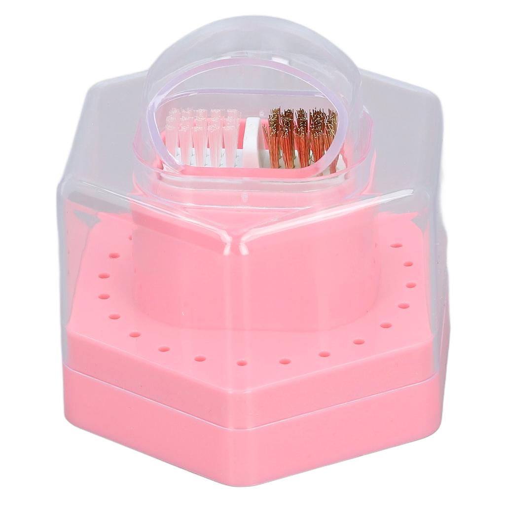 24 Holes 2 in 1 Drill Bits Stand Display Storage Box Nail Drill Bits Cleaning Brush Case Multifunctional Nail Drill Bits Case for Manicure