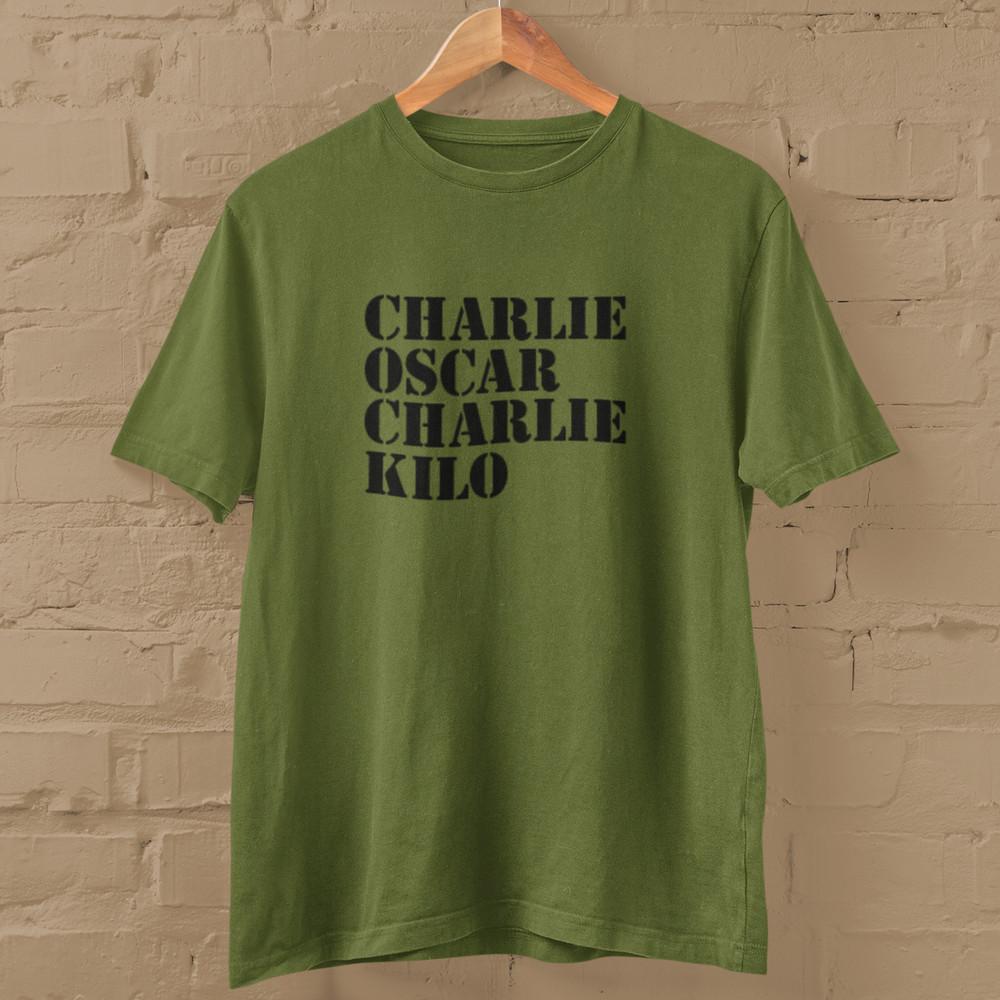 CHARLIE OSCAR CHARLIE KILO T-SHIRT (rude funny offensive army phonetics cock) Unisex T-Shirt S