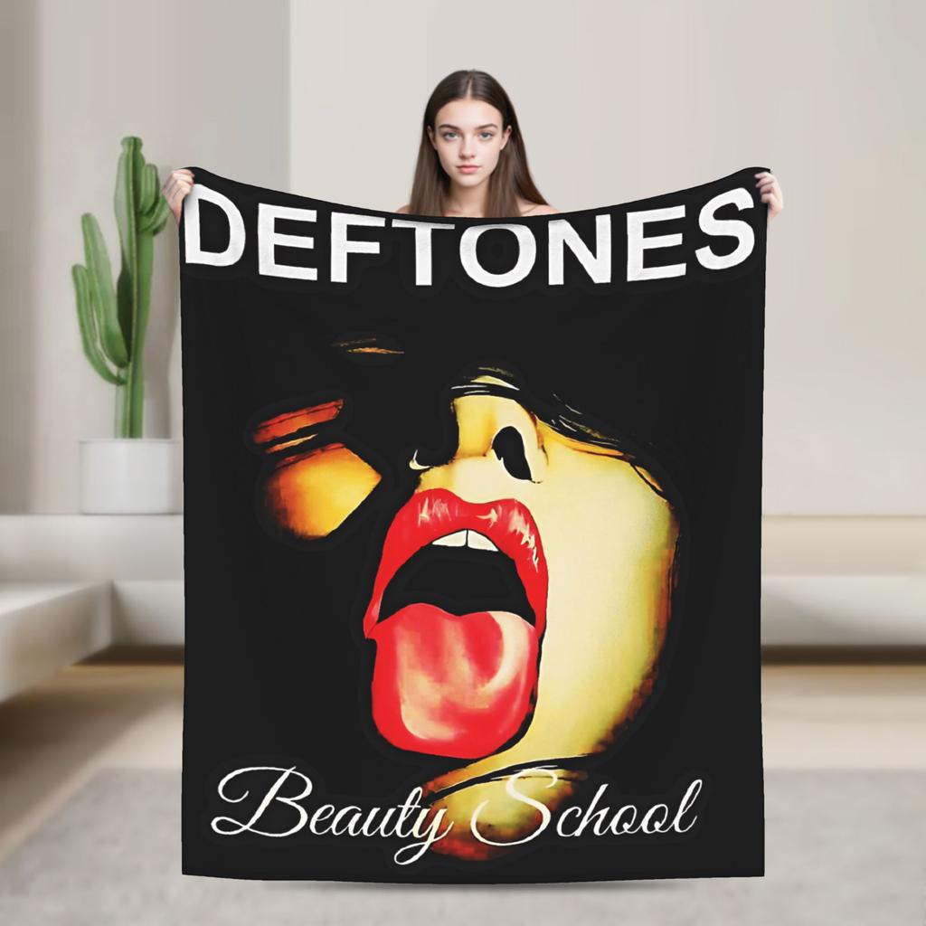 D-Deftoness Nu Metal Throw Blanket Super Soft Flannel For Kids Adult Airplane Travel Living Room Street Trend Sofa Bed Cover