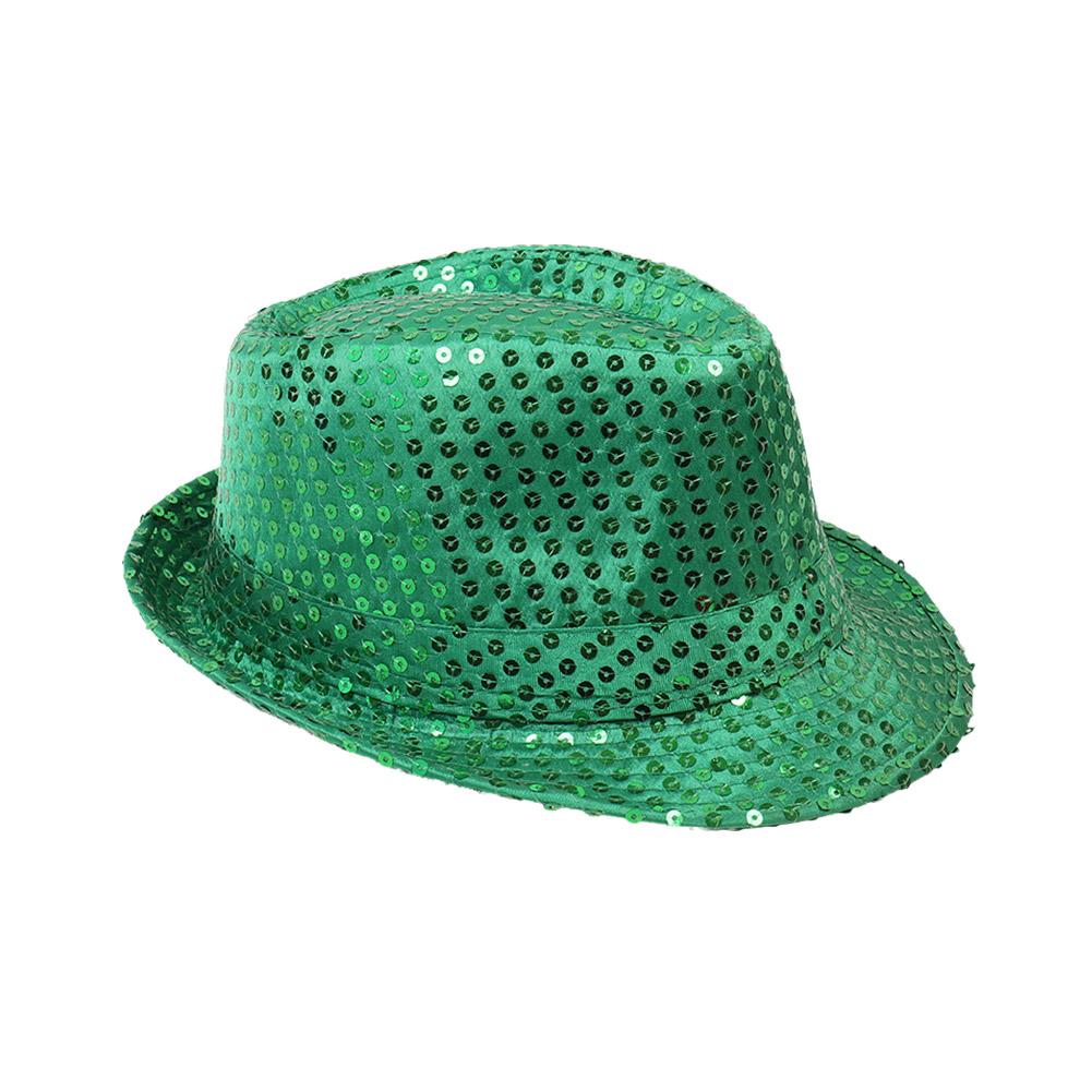 Kapelusz Jazzowy Brokatowe Cekiny Czapki Kowbojskie Rekwizyt do Odgrywania Ról Błyszczące Koraliki Kostium Męski na Występ Imprezę P5N5