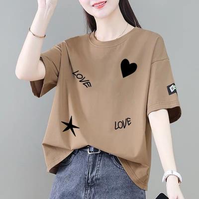 Short Sleeved T-shirt Women's Summer New Loose Fashionable and Versatile Round Neck T-shirt