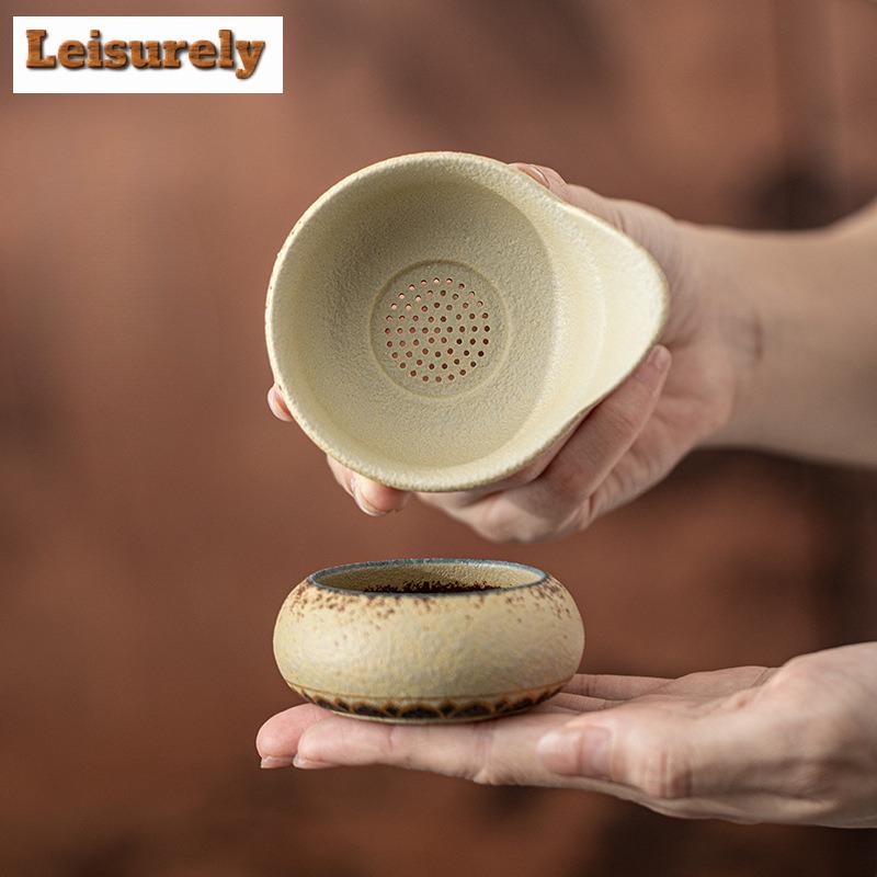 Hand-painted Orchid Pavilion Preface Firestone Red Tea Separator Infusor Handmade Tea Strainer Dispenser Tea Maker Tea Filter