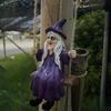 Ghost and Witch Pendant Set: Black-Clad Ghost Swing, White-Clad Ghost with Cat, Purple-Clad Witch for Courtyard & Garden Decor