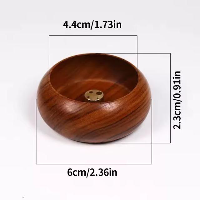 

Exquisite Wooden Incense Burner - Round Bowl Shaped for Buddhist Worship & Home Tea Room Desktop Decor Gift