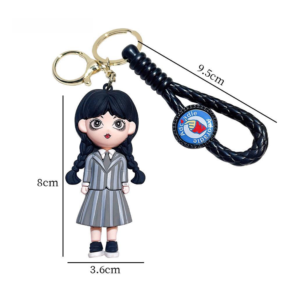Adorable 3d Silicone Keychain Wednesday Addams Family Doll For Kids And Adults