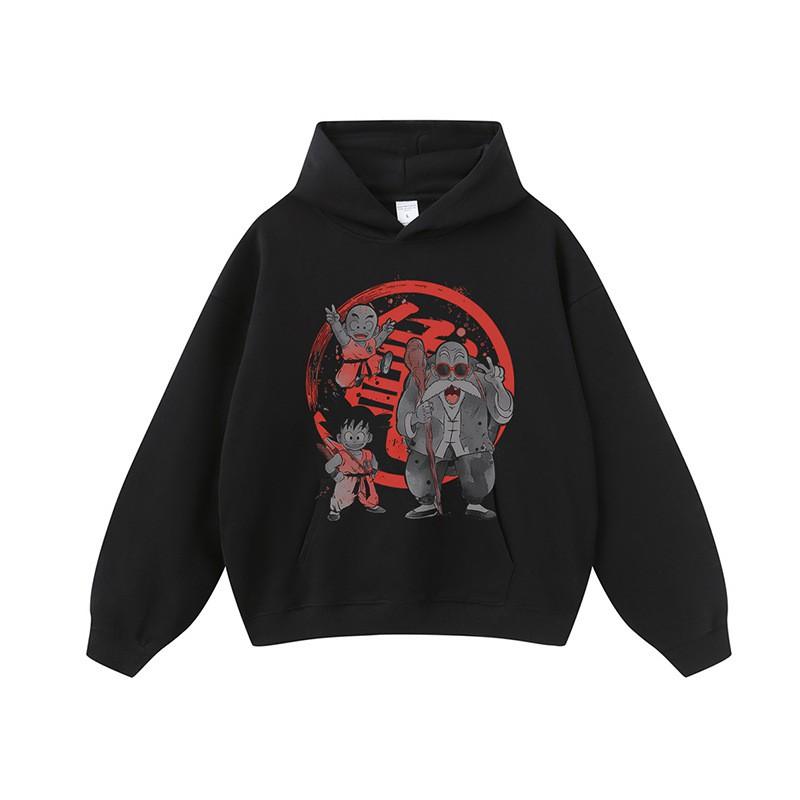 Heavyweight 420g Cotton Hoodie With Anime Print Unisex Oversized Streetwear Long Sleeve Sweatshirt