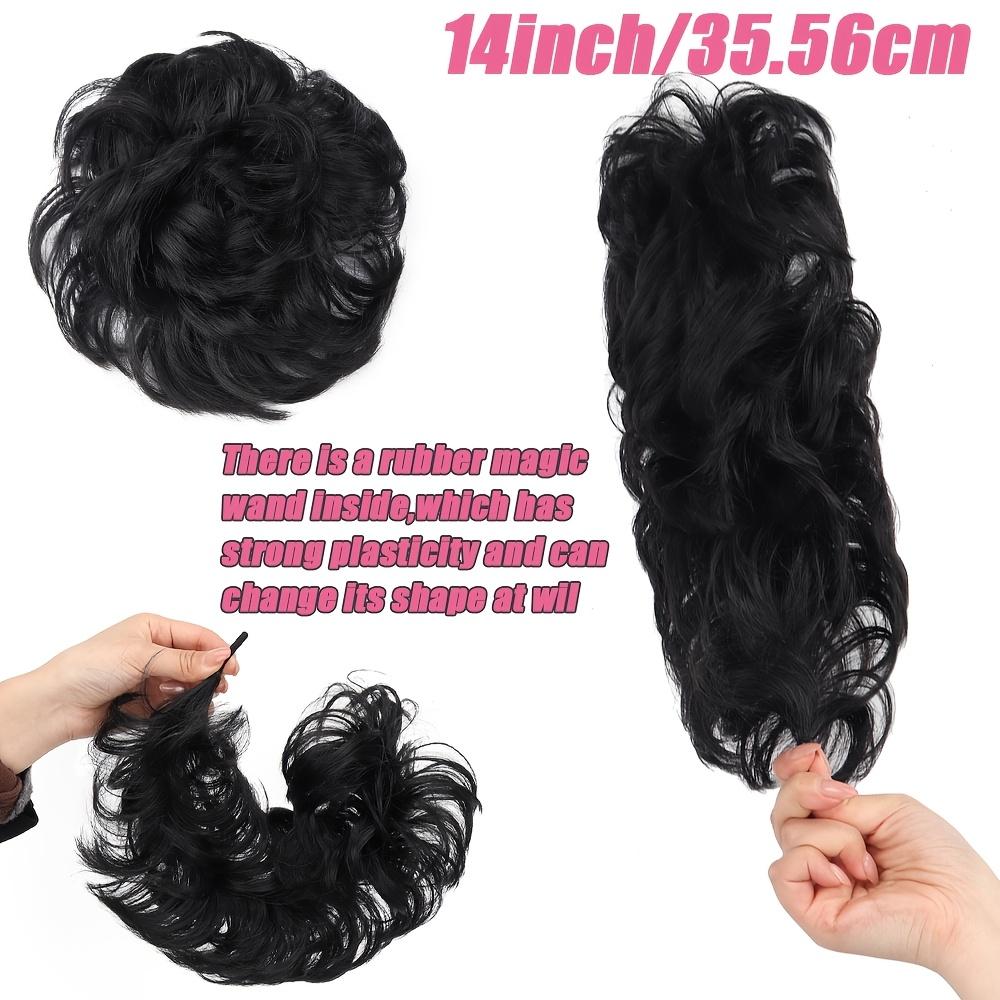 Extensión de Pelo Moño Esponjoso, Núcleo de Goma Moldeable, Accesorio para el Cabello Recogido Desordenado Rizado (Goma elástica para el pelo de fibra sintética)