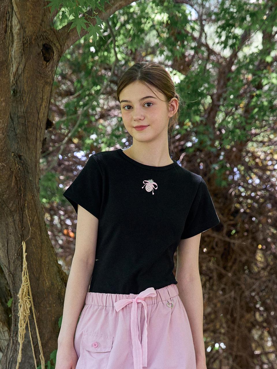 Pink Pineapple Ribbon Ppa Ts_Black Black/Free